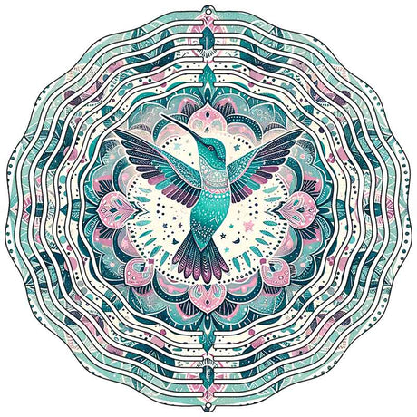 Hummingbird Doily Pattern Novelty Metal Wind Spinner