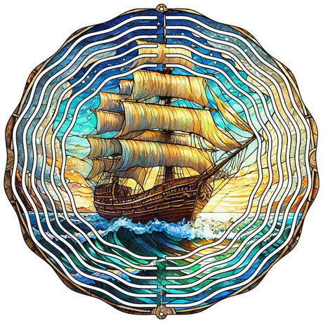 Sail Boat Novelty Metal Wind Spinner
