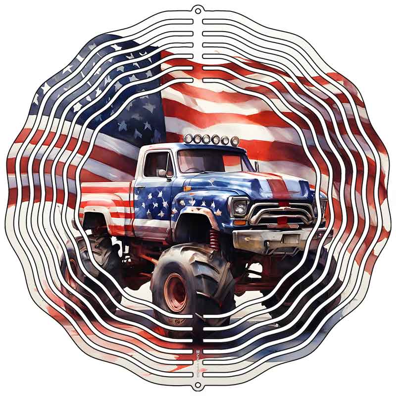 American Monster Truck Novelty Metal Wind Spinner
