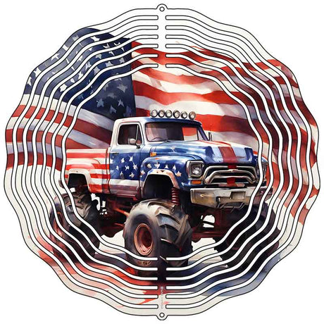 American Monster Truck Novelty Metal Wind Spinner