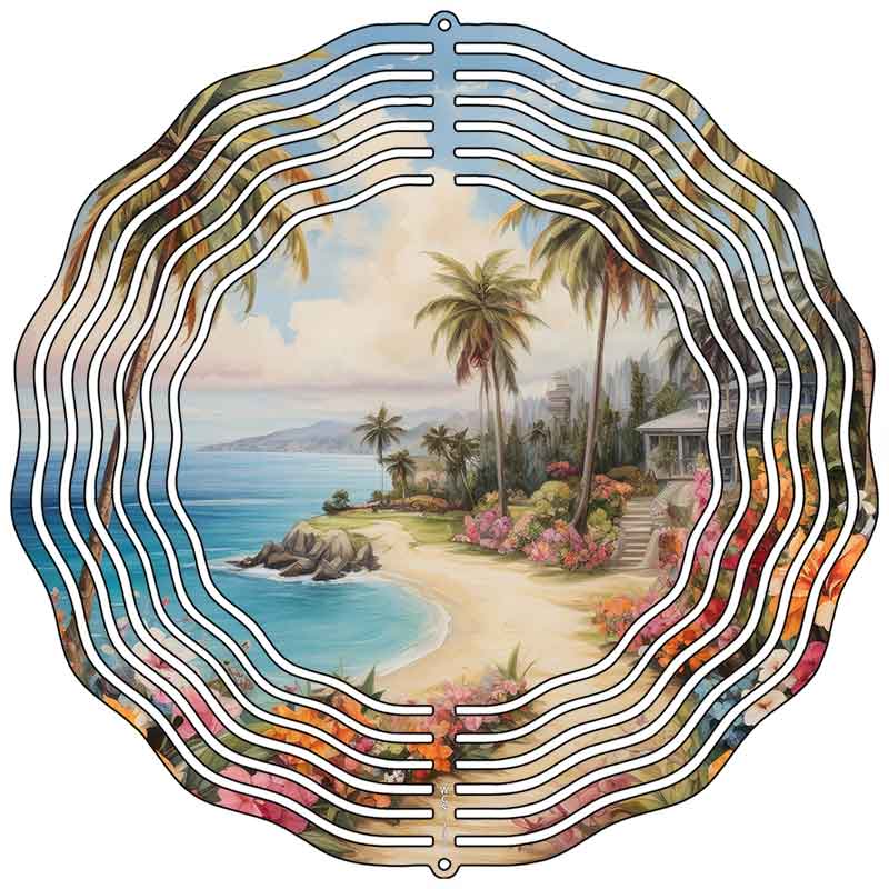 Tropical Path on Beach Novelty Metal Wind Spinner