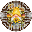 Gnome with Sunflowers Novelty Metal Wind Spinner