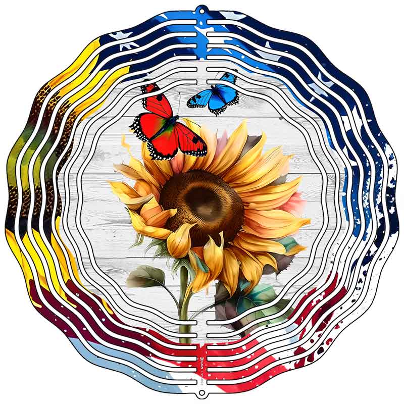 Sunflower with Butterflies Novelty Metal Wind Spinner