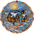 Winter Snow House Scene Novelty Metal Wind Spinner