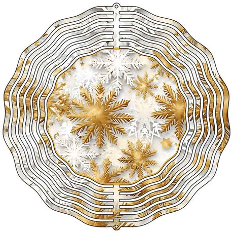 Shiny Gold Snowflake Novelty Metal Wind Spinner
