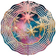 Pastel Gold and Red Snowflake Novelty Metal Wind Spinner