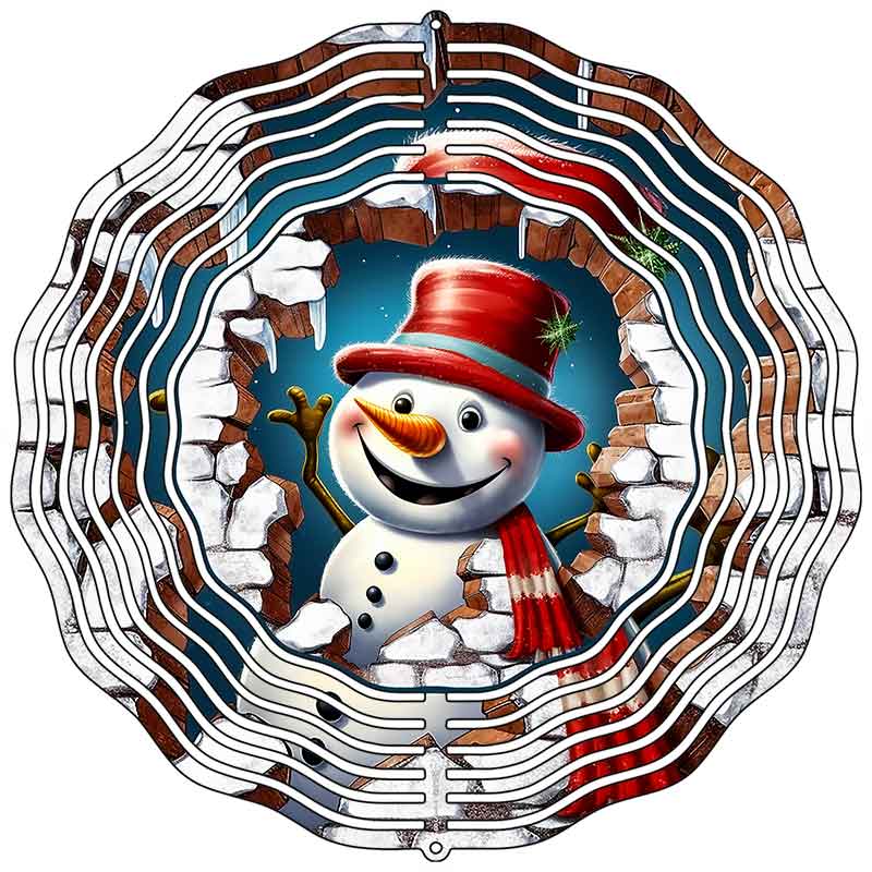Snowman Bricks  Novelty Metal Wind Spinner