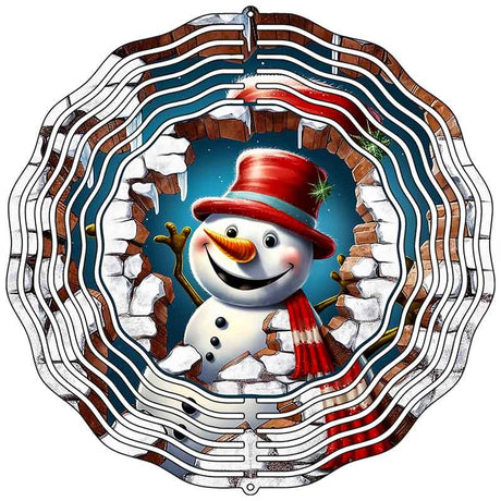 Snowman Bricks  Novelty Metal Wind Spinner