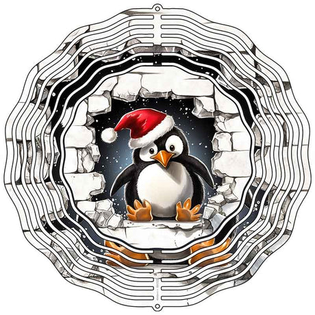 Christmas Penguin Brick Novelty Metal Wind Spinner