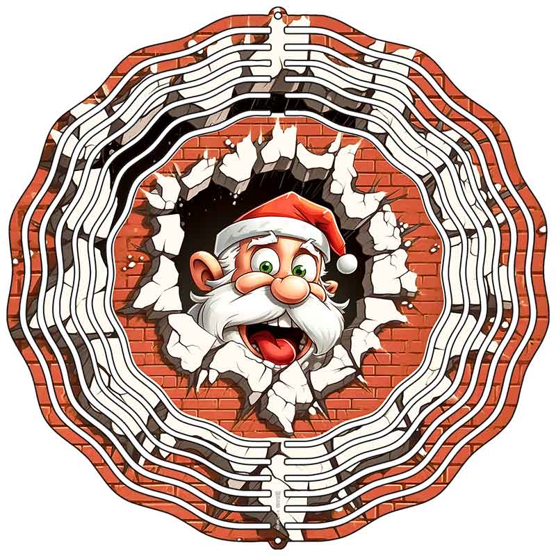 Santa Brick Wall Novelty Metal Wind Spinner