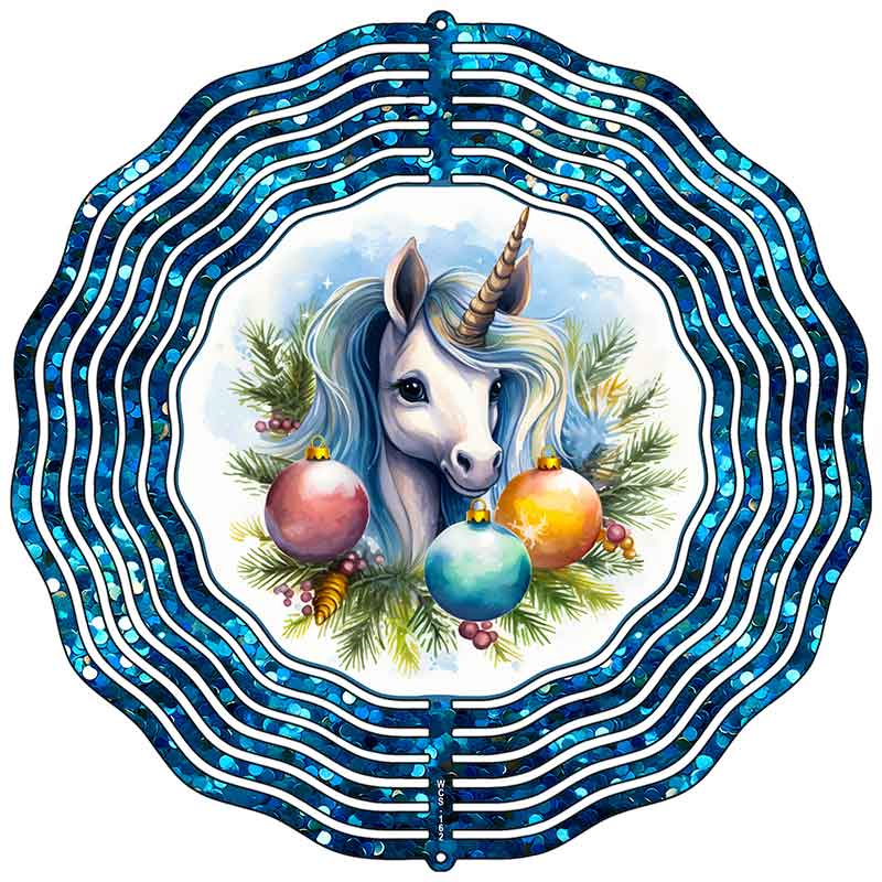 Unicorn Blue Glitter Novelty Metal Wind Spinner