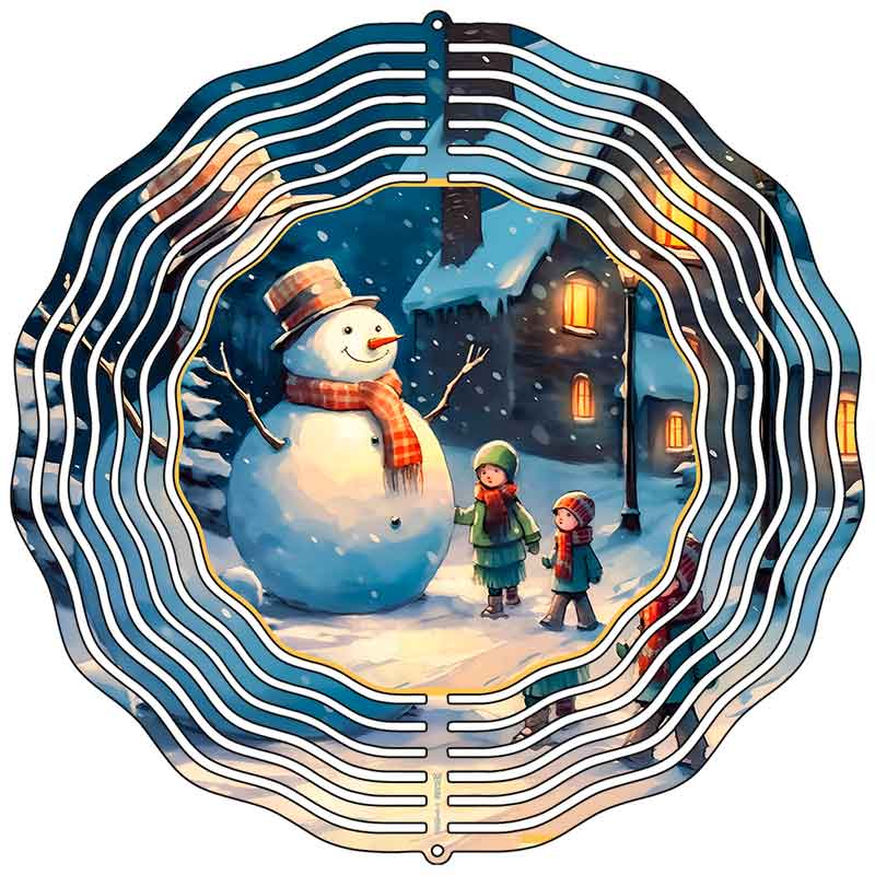 Snowman with Kids Novelty Metal Wind Spinner
