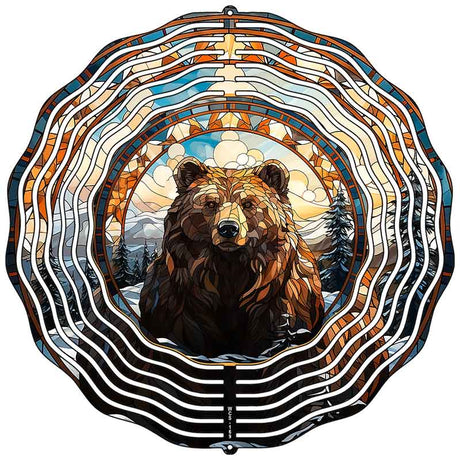 Bear in Woods Novelty Metal Wind Spinner