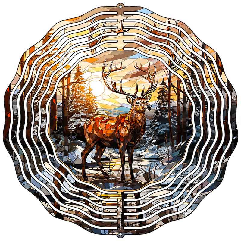 Deer in Woods Novelty Metal Wind Spinner