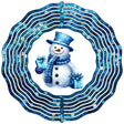 Snowman with Blue Glitter Novelty Metal Wind Spinner
