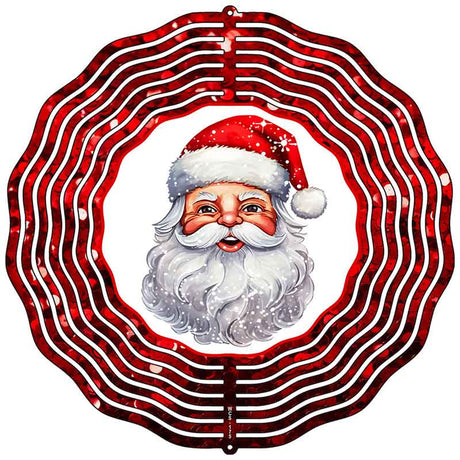 Santa with Red Glitter Novelty Metal Wind Spinner