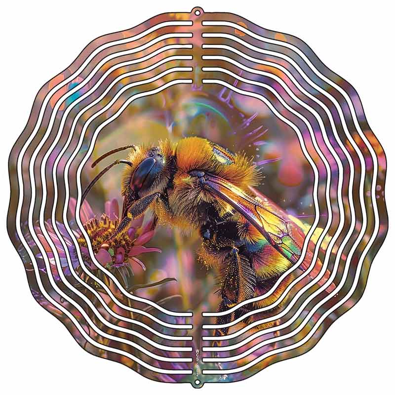 Wasp in Flowers Novelty Metal Wind Spinner