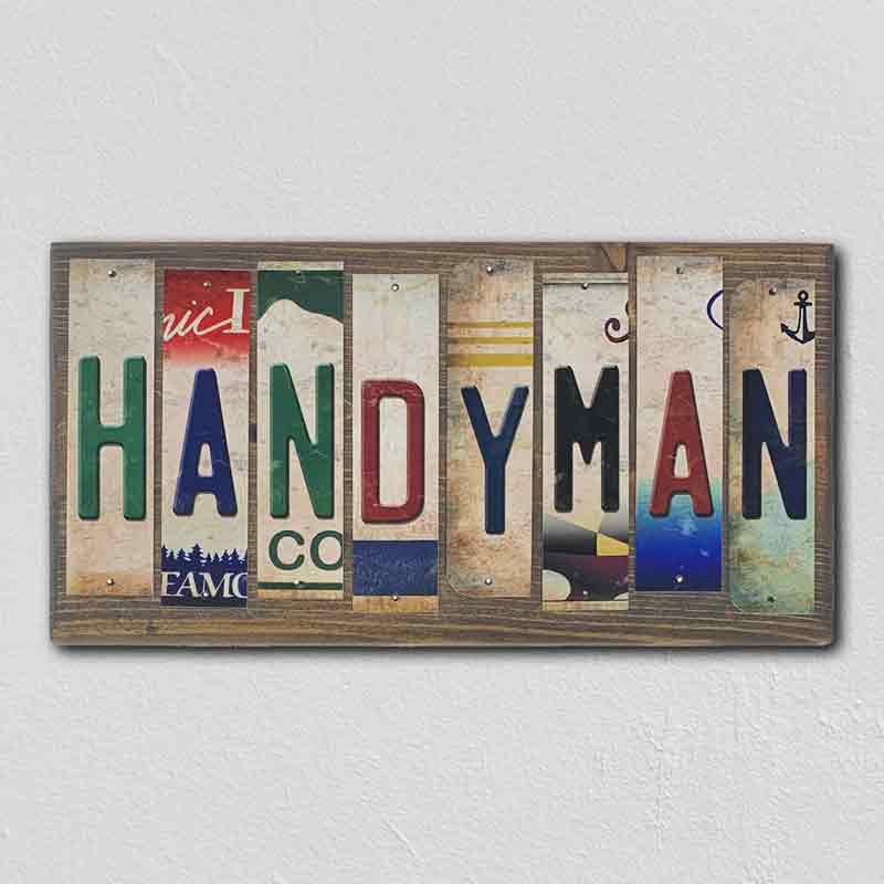 Handyman License Plate Tag Strip Novelty Wood Sign WS-074