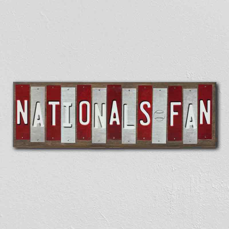 Nationals Fan Team Colors Baseball Fun Strips Novelty Wood Sign WS-609