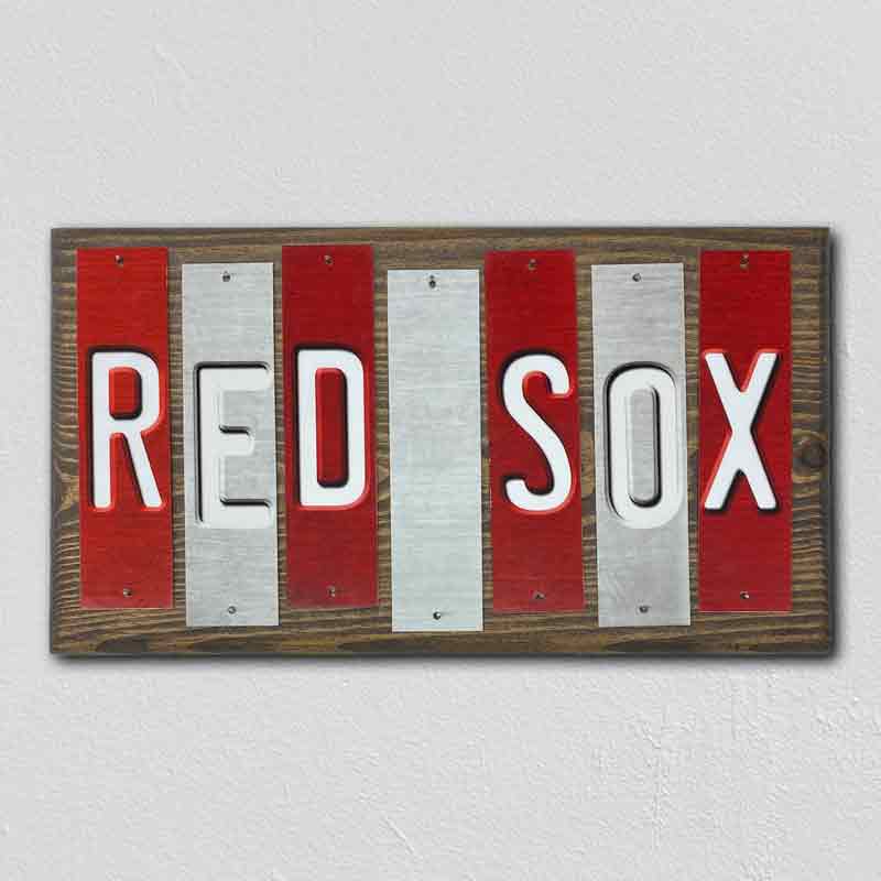 Red Sox Team Colors Baseball Fun Strips Novelty Wood Sign WS-638