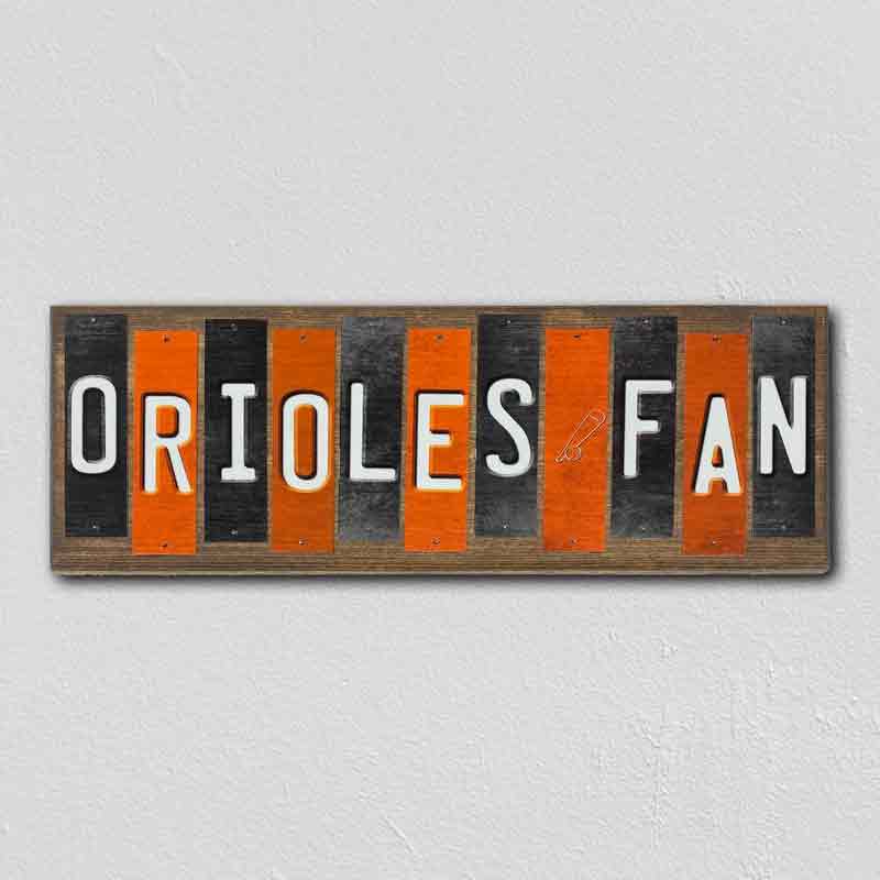 Orioles Fan Team Colors Baseball Fun Strips Novelty Wood Sign WS-643