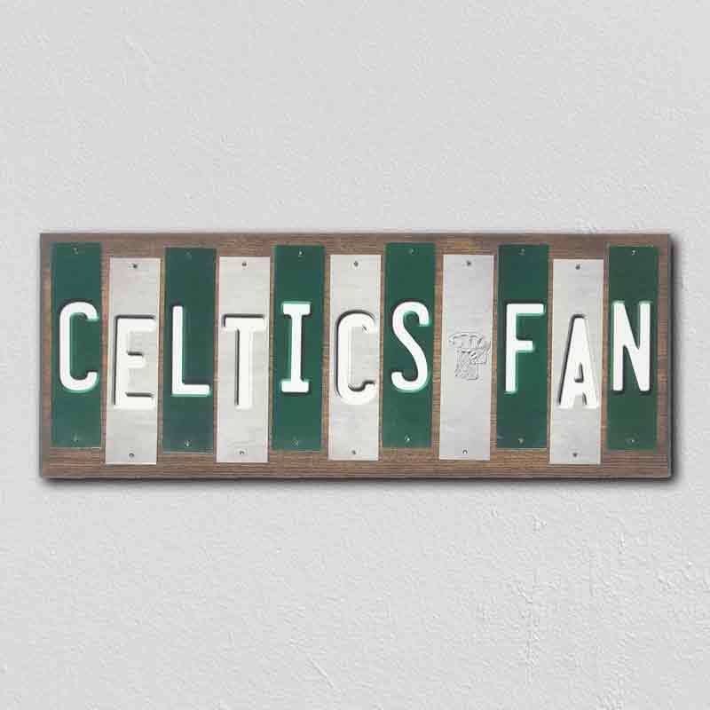 Celtics Fan Team Colors Basketball Fun Strips Novelty Wood Sign WS-659