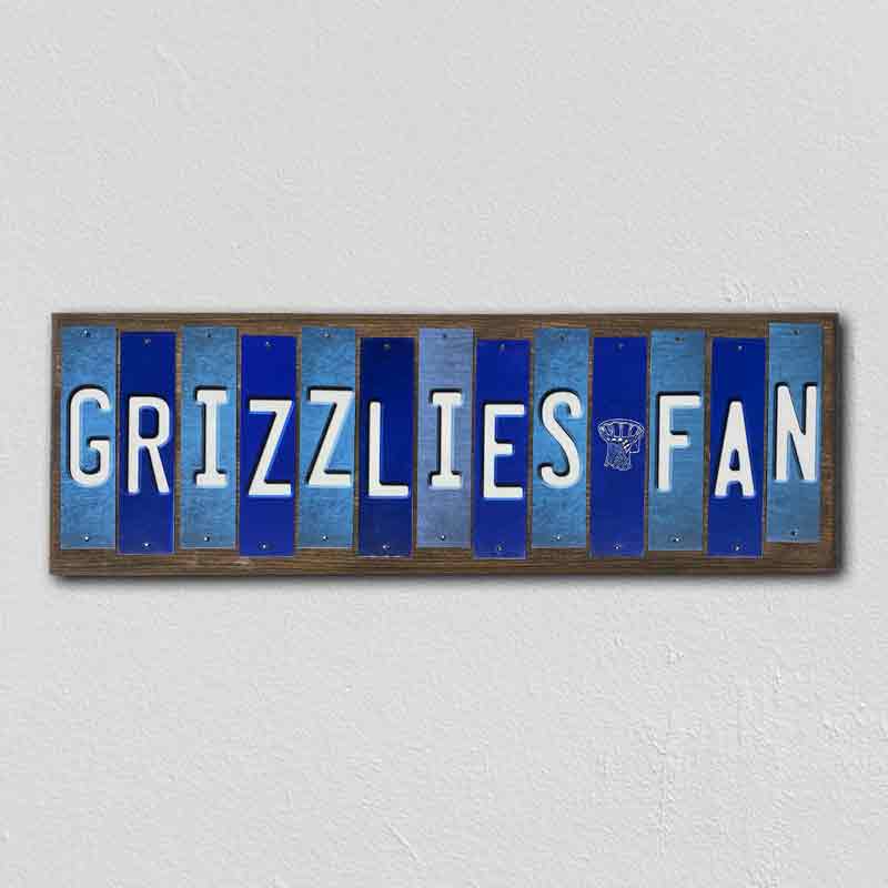 Grizzlies Fan Team Colors Basketball Fun Strips Novelty Wood Sign WS-689