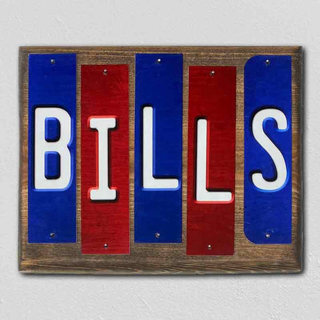 Bills Team Colors Football Fun Strips Novelty Wood Sign WS-758