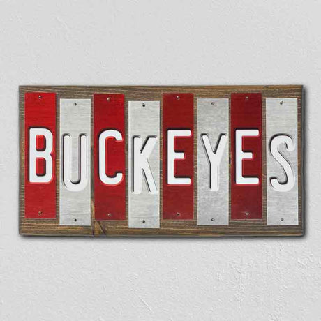 Buckeyes Team Colors College Fun Strips Novelty Wood Sign WS-848