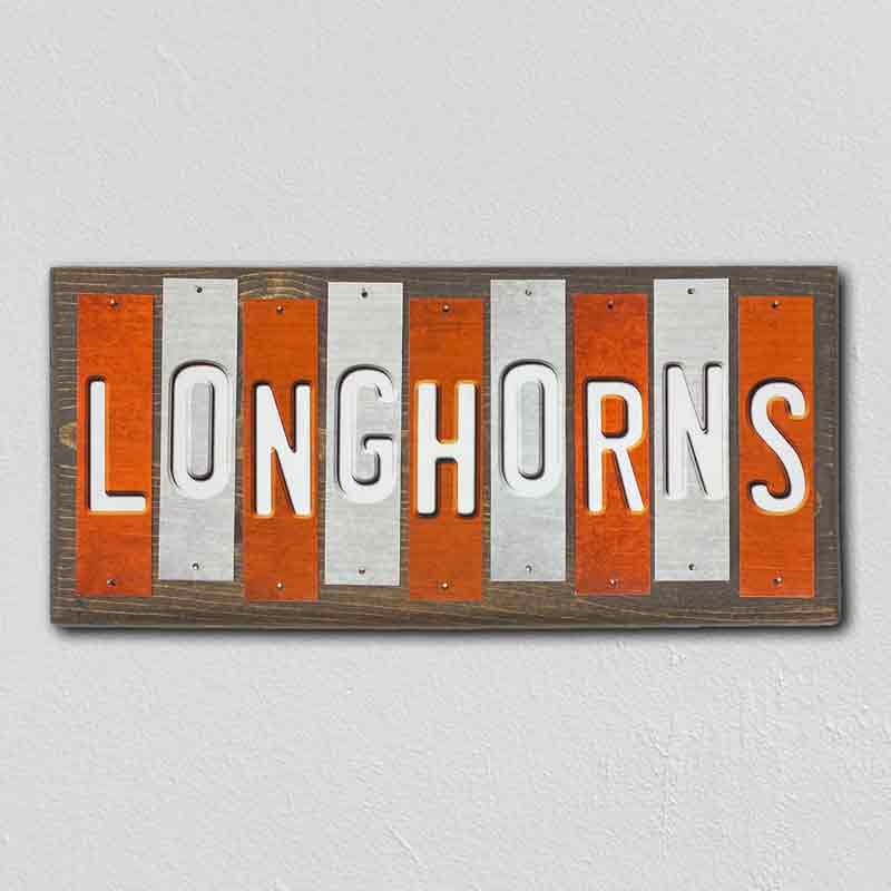 Longhorns Team Colors College Fun Strips Novelty Wood Sign WS-914