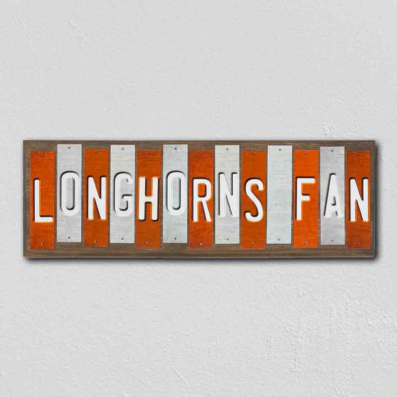 Longhorns Fan Team Colors College Fun Strips Novelty Wood Sign WS-915