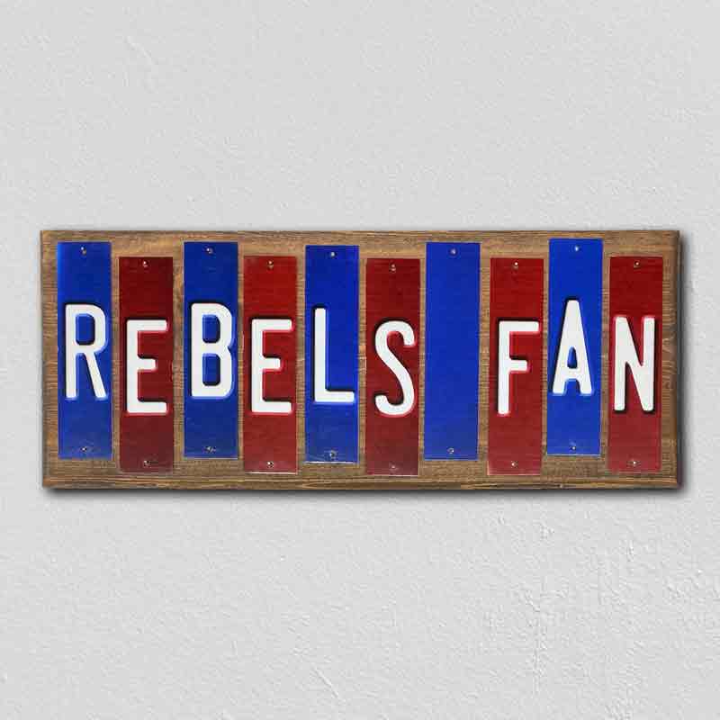 Rebels Fan Team Colors College Fun Strips Novelty Wood Sign WS-949