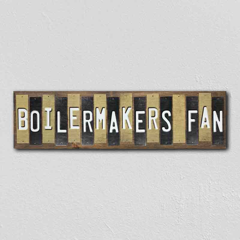 Boilermakers Fan Team Colors College Fun Strips Novelty Wood Sign WS-955