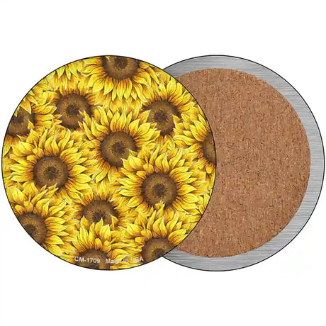 Sunflowers Filled Novelty Circle Coaster Set of 4