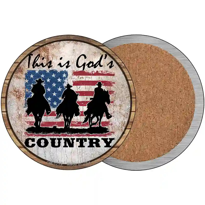 Gods Country Three Horsemen Novelty Circle Coaster Set of 4