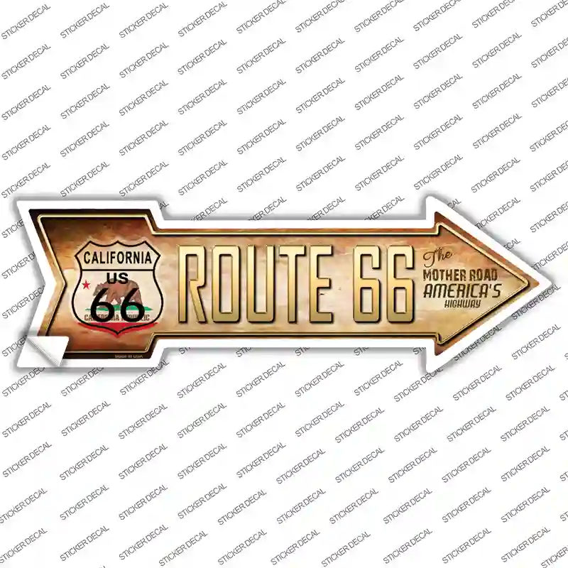 Route 66 California Flag Novelty Arrow Sticker Decal