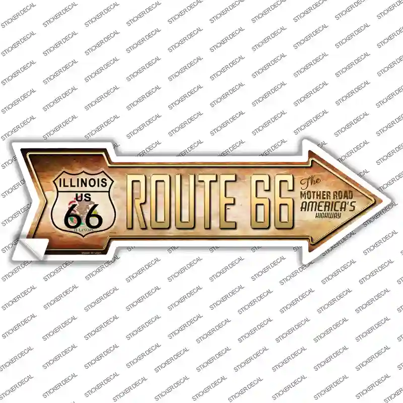 Route 66 Illinois Flag Novelty Arrow Sticker Decal