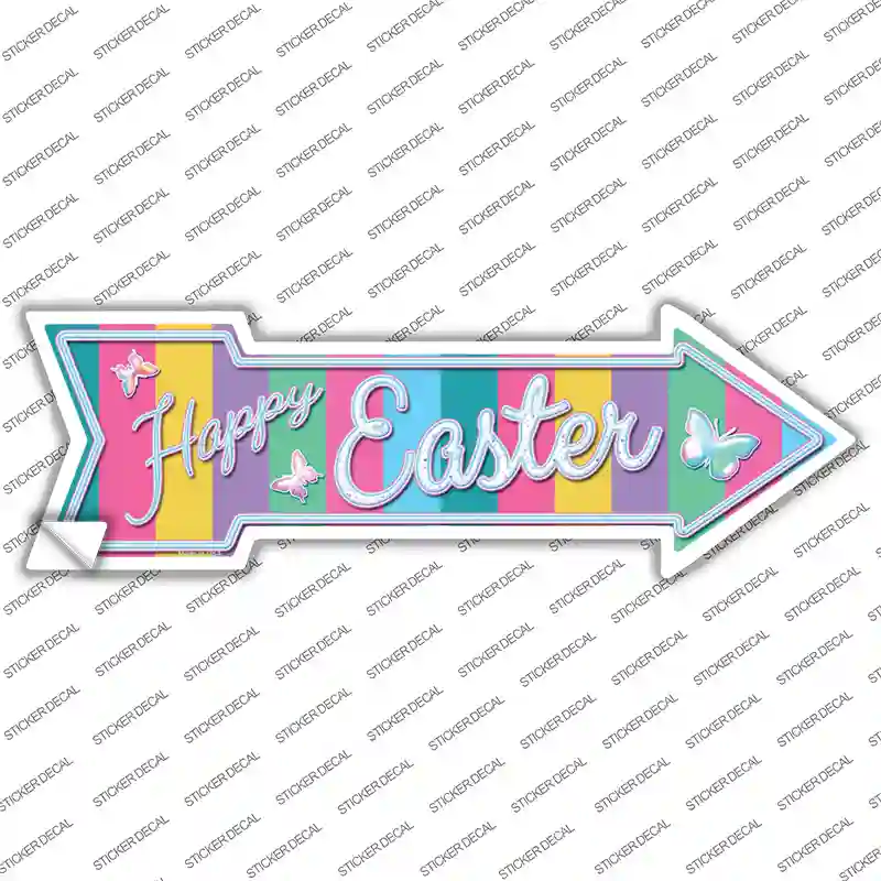 Happy Easter with Butterflies Novelty Arrow Sticker Decal
