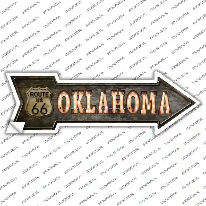 Oklahoma Route 66 Bulb Letters Novelty Arrow Sticker Decal