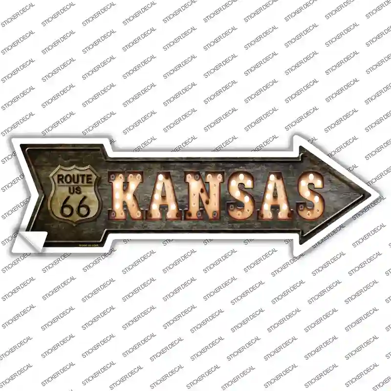 Kansas Route 66 Bulb Letters Novelty Arrow Sticker Decal