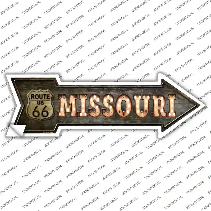 Missouri Route 66 Bulb Letters Novelty Arrow Sticker Decal