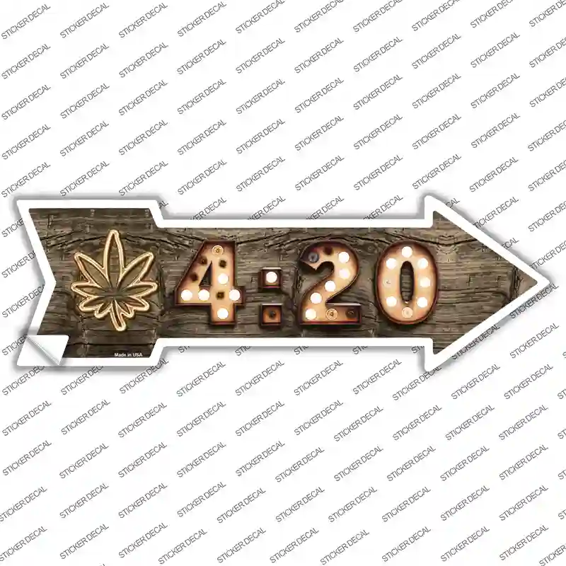 4:20 Bulb Letters Novelty Arrow Sticker Decal