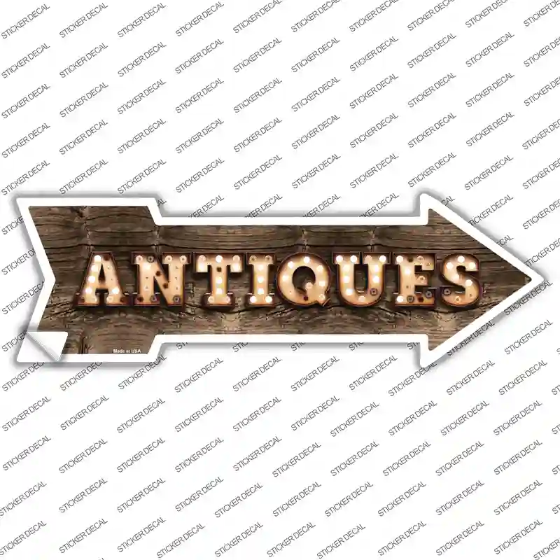 Antiques Bulb Letters Novelty Arrow Sticker Decal