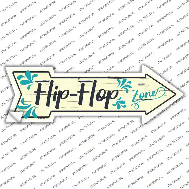 Blue Flip Flop Zone Novelty Arrow Sticker Decal