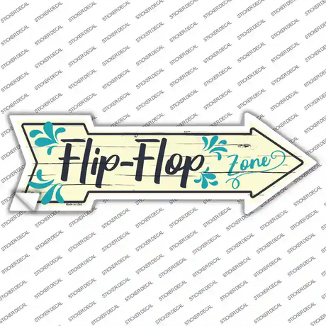 Blue Flip Flop Zone Novelty Arrow Sticker Decal