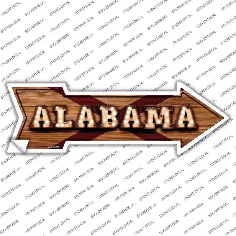 Alabama Bulb Lettering Novelty Arrow Sticker Decal