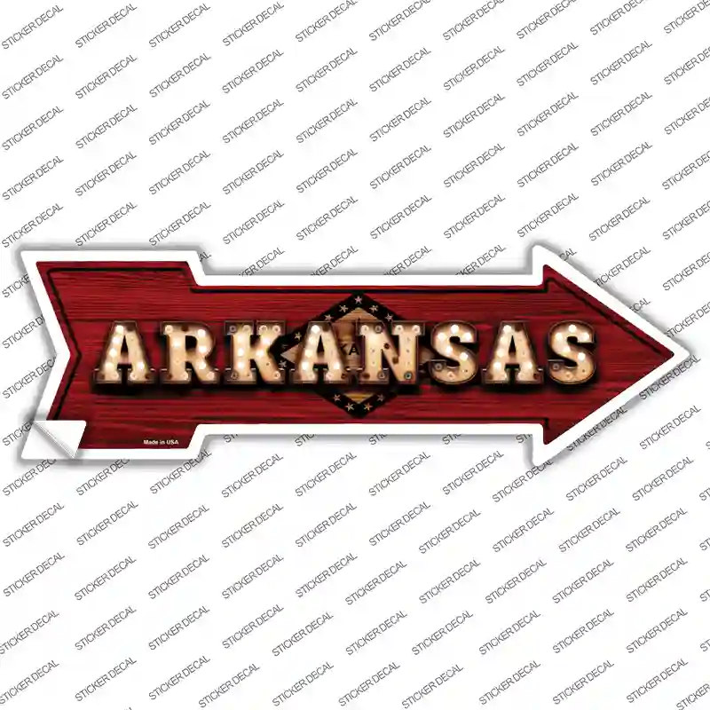 Arkansas Bulb Lettering Novelty Arrow Sticker Decal