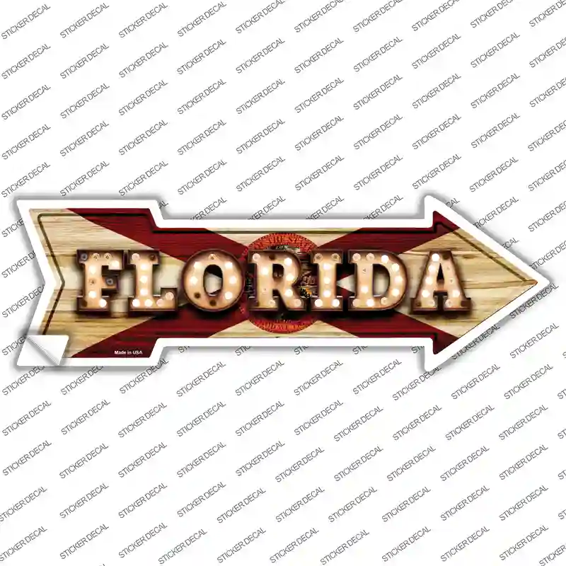 Florida Bulb Lettering Novelty Arrow Sticker Decal