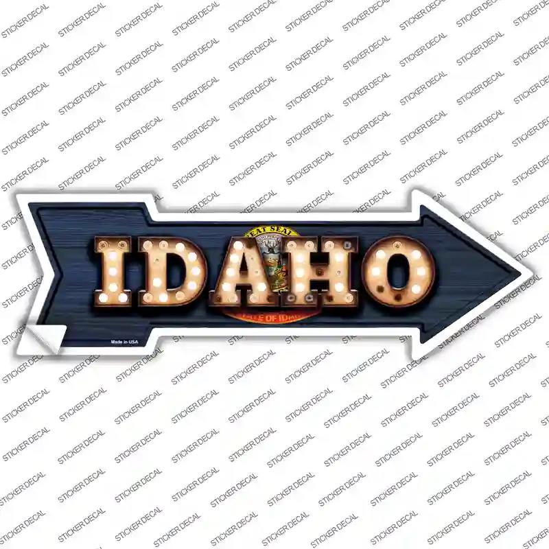 Idaho Bulb Lettering Novelty Arrow Sticker Decal