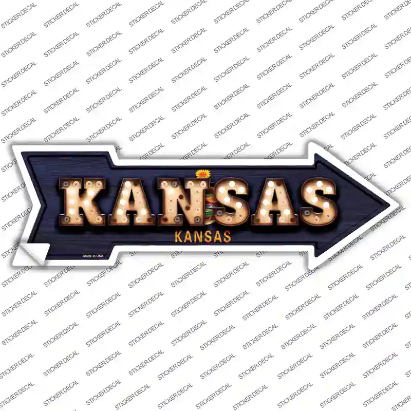 Kansas Bulb Lettering Novelty Arrow Sticker Decal